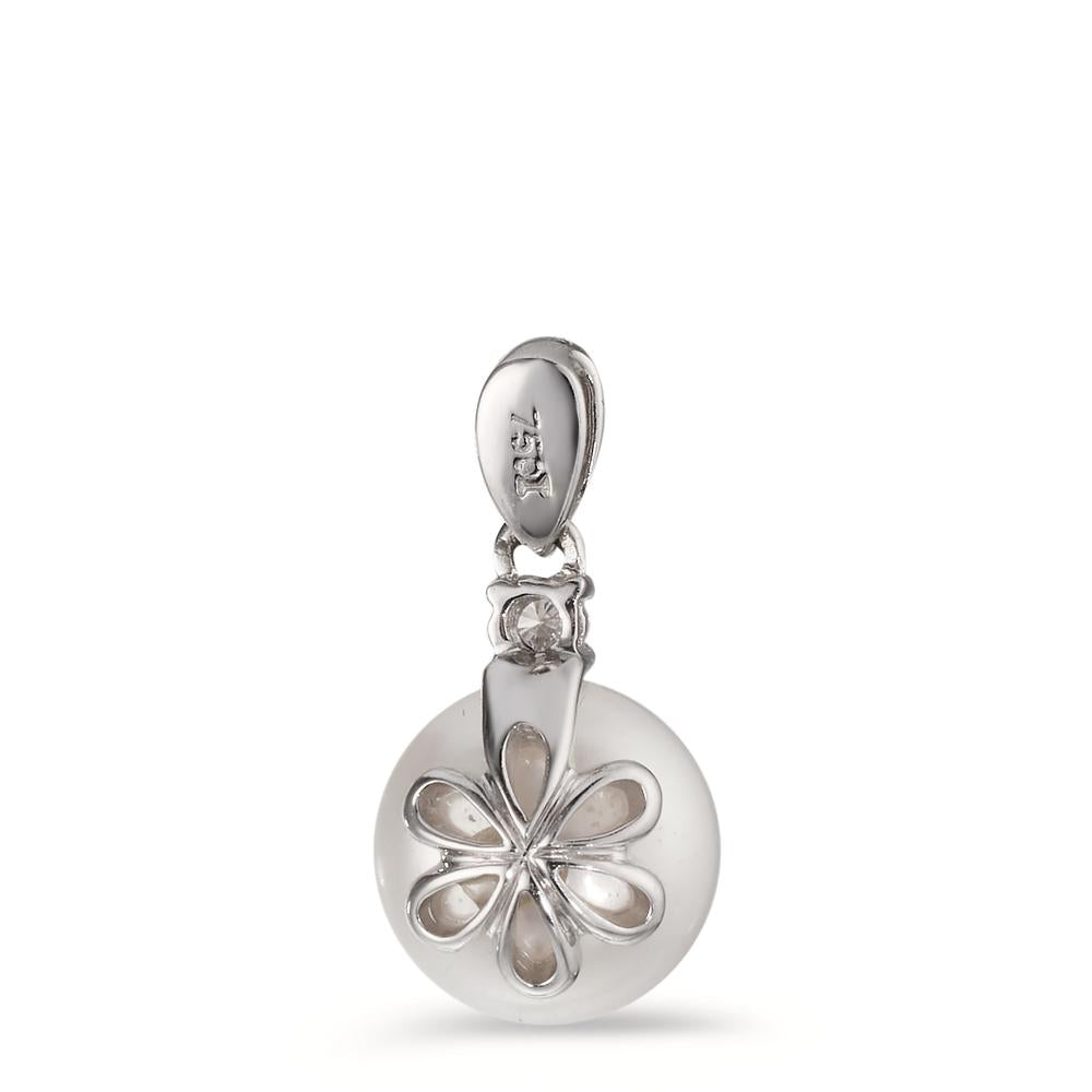Anhänger 750/18 K Weissgold Diamanten 0.06 ct, w-si Süsswasserzuchtperle, 10 mm