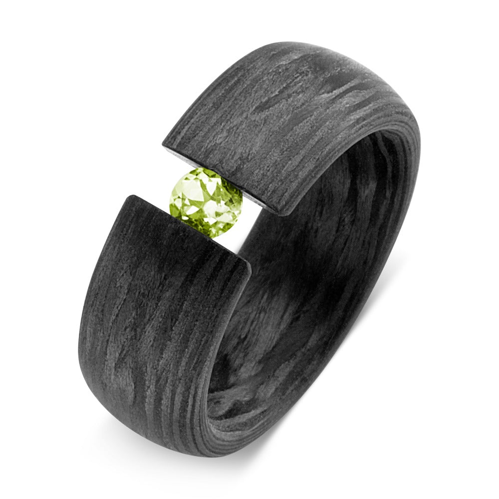 Fingerring Carbon Peridot grün, Made in Germany