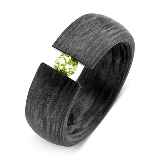 Fingerring Carbon Peridot grün, Made in Germany