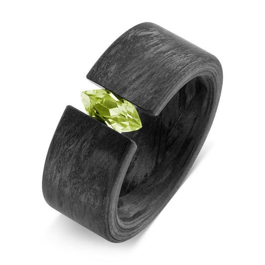 Fingerring Carbon Peridot grün, Made in Germany