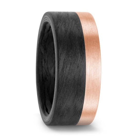 Fingerring Carbon, 750/18 K Rotgold, Made in Germany