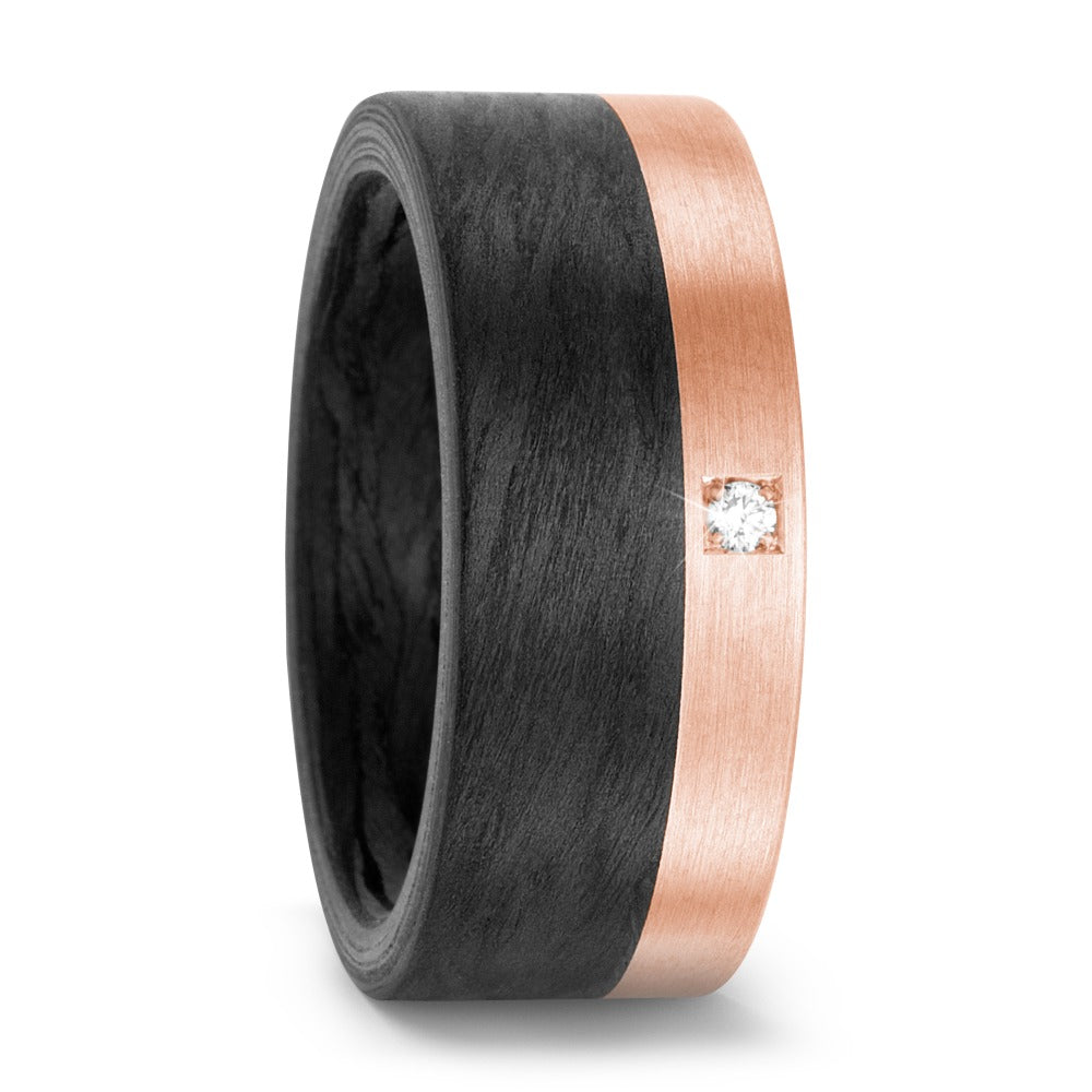 Fingerring Carbon, 750/18 K Rotgold, Made in Germany