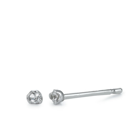 Ohrstecker 750/18 K Weissgold Zirkonia 2 Steine Ø2.5 mm, Made in Italy