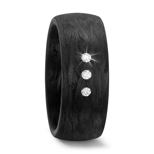 Fingerring Carbon Diamant 0.06 ct, 3 Steine, w-si, Made in Germany