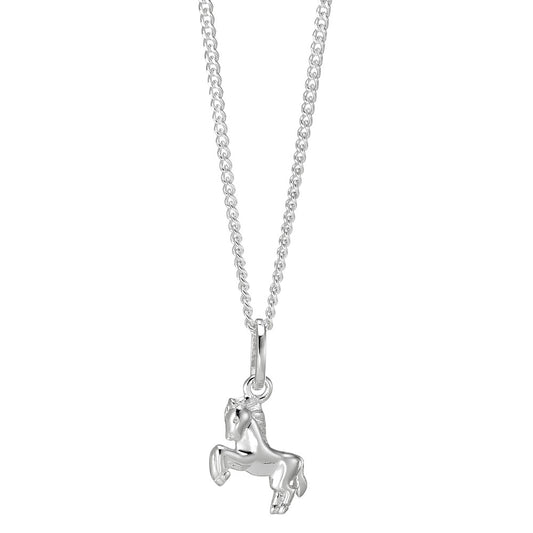 Halskette mit Anhänger Silber rhodiniert Pferd 36 cm