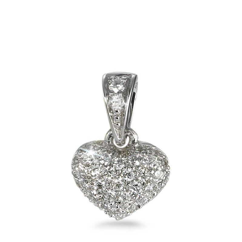 Anhänger 750/18 K Weissgold Diamant 0.14 ct, 42 Steine, w-si Herz Ø6 mm