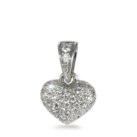 Anhänger 750/18 K Weissgold Diamant 0.14 ct, 42 Steine, w-si Herz Ø6 mm