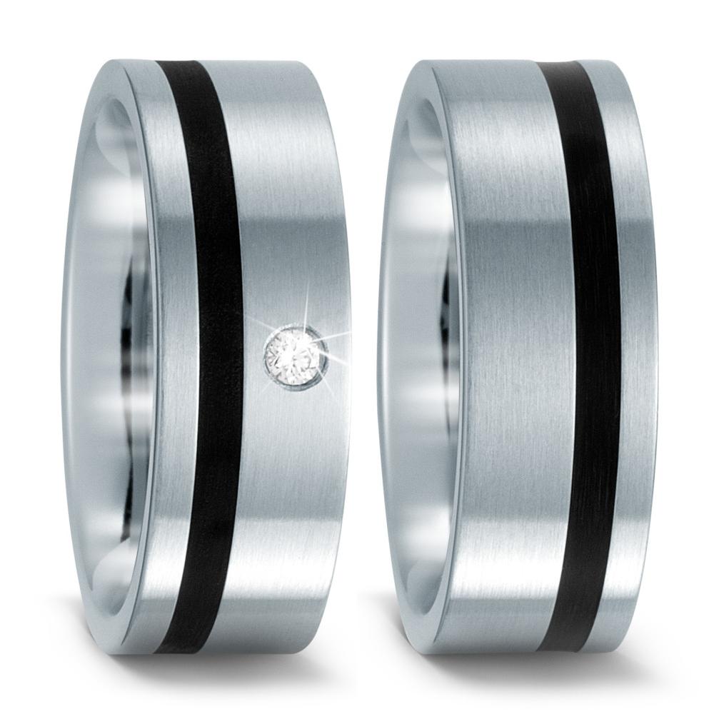 Fingerring Edelstahl Zirkonia