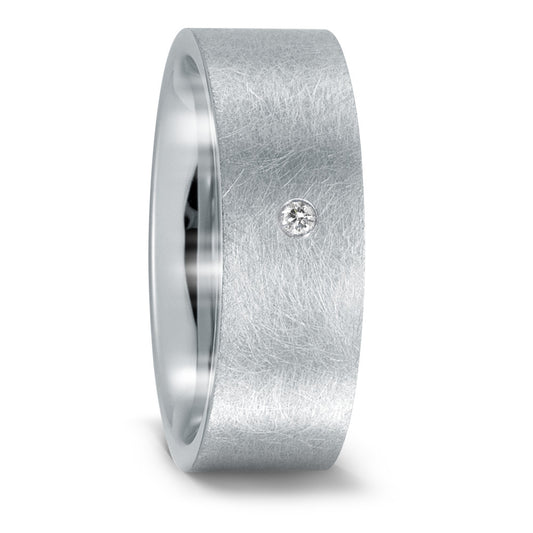 Fingerring Edelstahl Diamanten 0.03 ct, w-si, Made in Germany