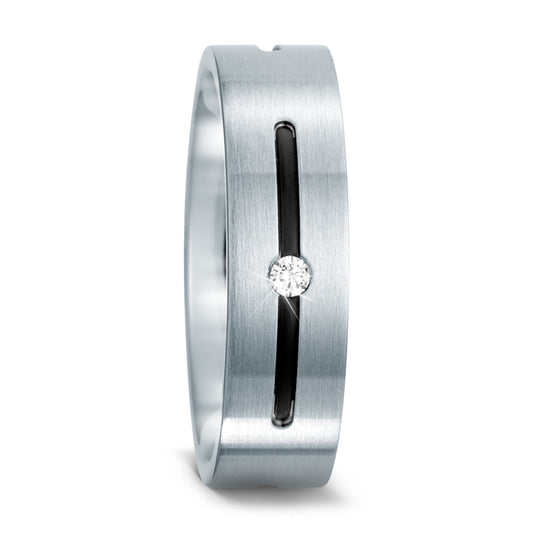 Fingerring Edelstahl Zirkonia IP beschichtet