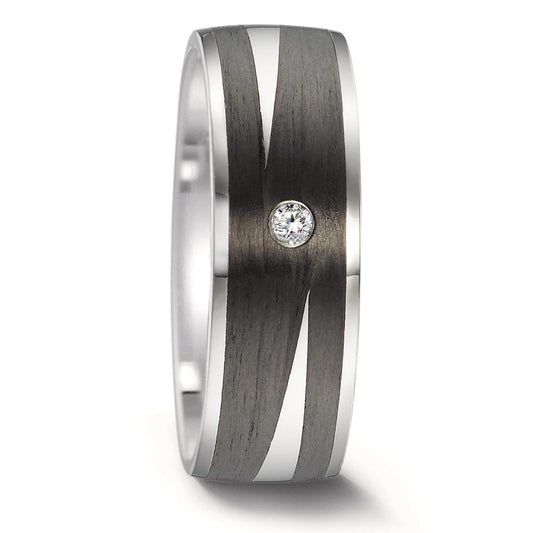 Fingerring Edelstahl, Carbon Zirkonia