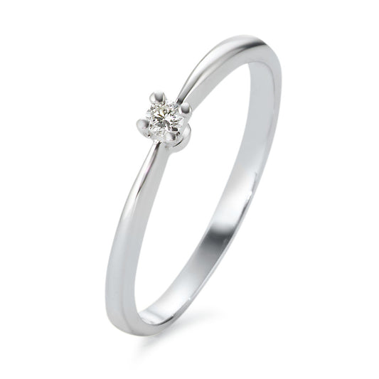 Solitär Ring 750/18 K Weissgold Diamant 0.05 ct, tw-vsi, Made in Italy