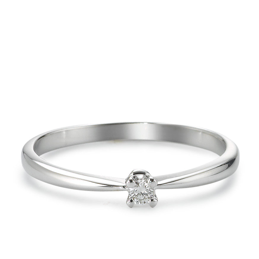 Solitär Ring 750/18 K Weissgold Diamant 0.05 ct, tw-vsi, Made in Italy