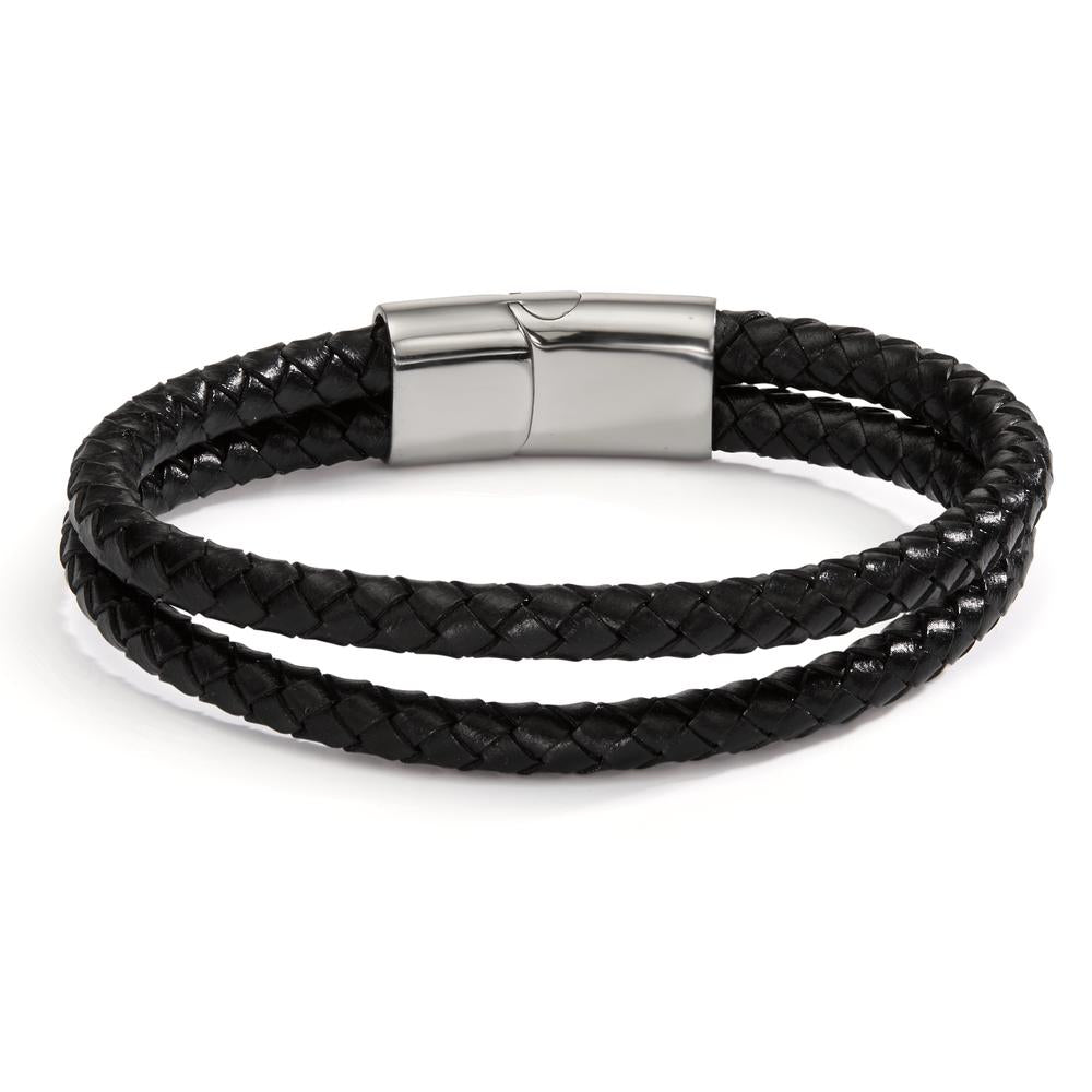 Armband Edelstahl, Leder 21 cm