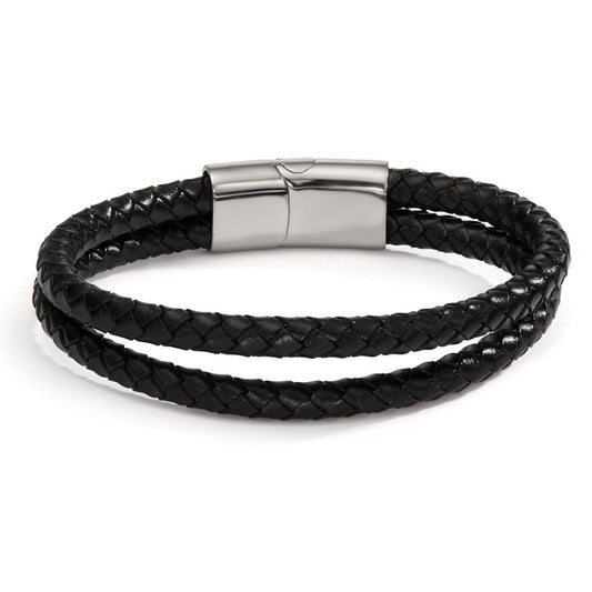 Armband Edelstahl, Leder 21 cm