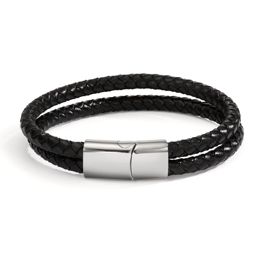 Armband Edelstahl, Leder 21 cm