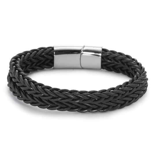 Armband Edelstahl, Leder 22 cm