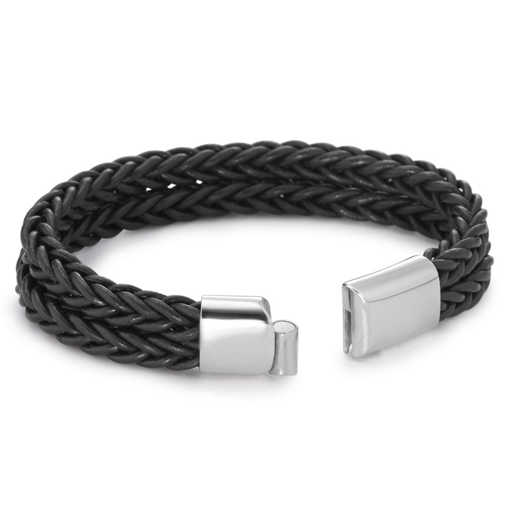 Armband Edelstahl, Leder 22 cm