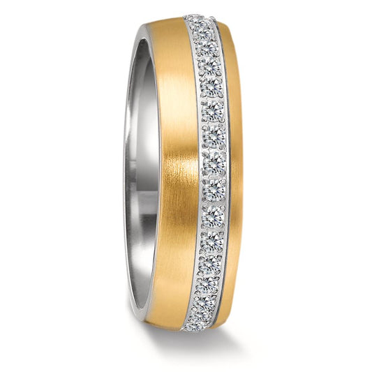 Fingerring Edelstahl Zirkonia gelb IP beschichtet