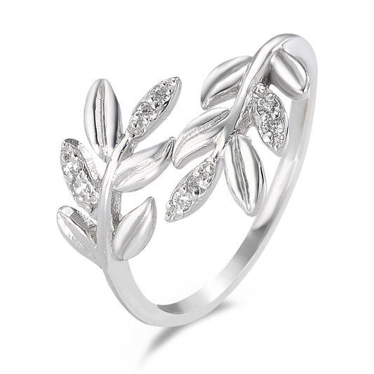 Fingerring Silber Zirkonia rhodiniert Blatt