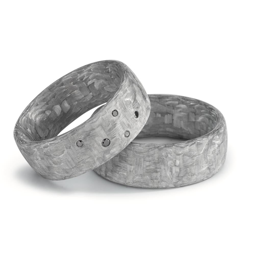 Fingerring Carbon Diamanten 0.06 ct, Made in Germany