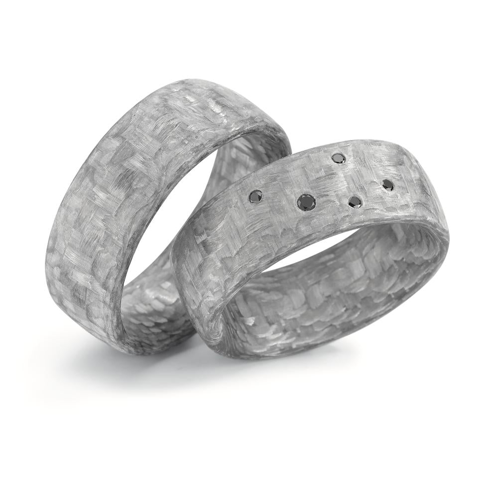 Fingerring Carbon Diamanten 0.06 ct, Made in Germany