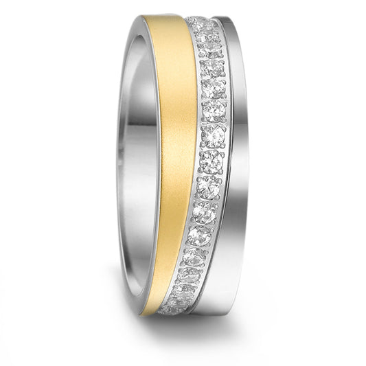 Fingerring Edelstahl Zirkonia gelb IP beschichtet