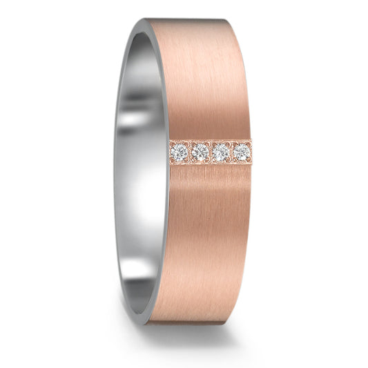 Fingerring Edelstahl Zirkonia rosé IP beschichtet