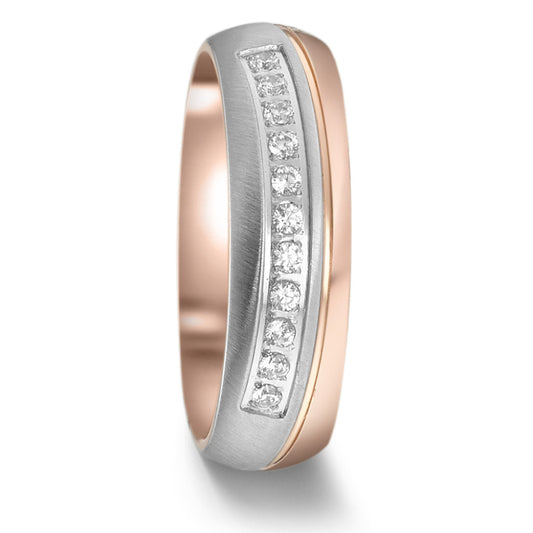 Fingerring Edelstahl Zirkonia rosé IP beschichtet