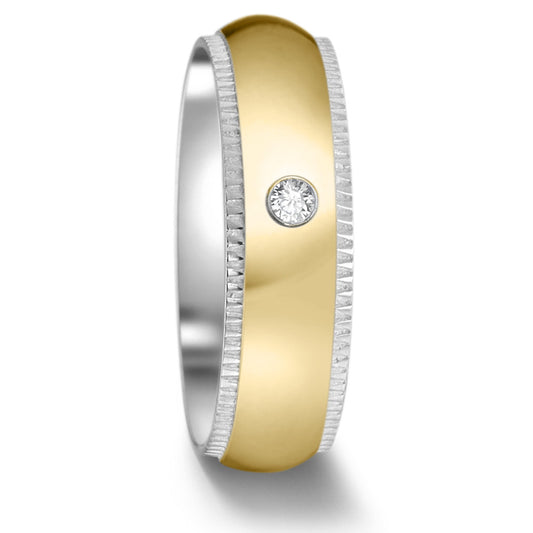 Fingerring Edelstahl Zirkonia gelb IP beschichtet
