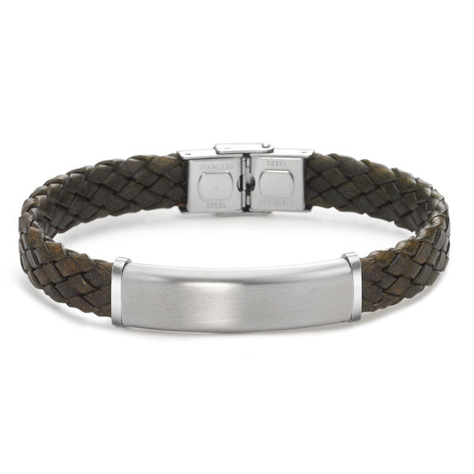 Gravurarmband Leder, Edelstahl 21 cm, Made in Italy