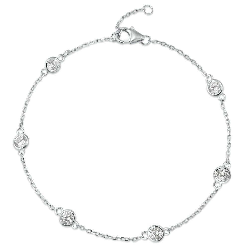 Armband Silber Zirkonia 6 Steine rhodiniert 16-19 cm verstellbar