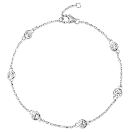 Armband Silber Zirkonia 6 Steine rhodiniert 16-19 cm verstellbar