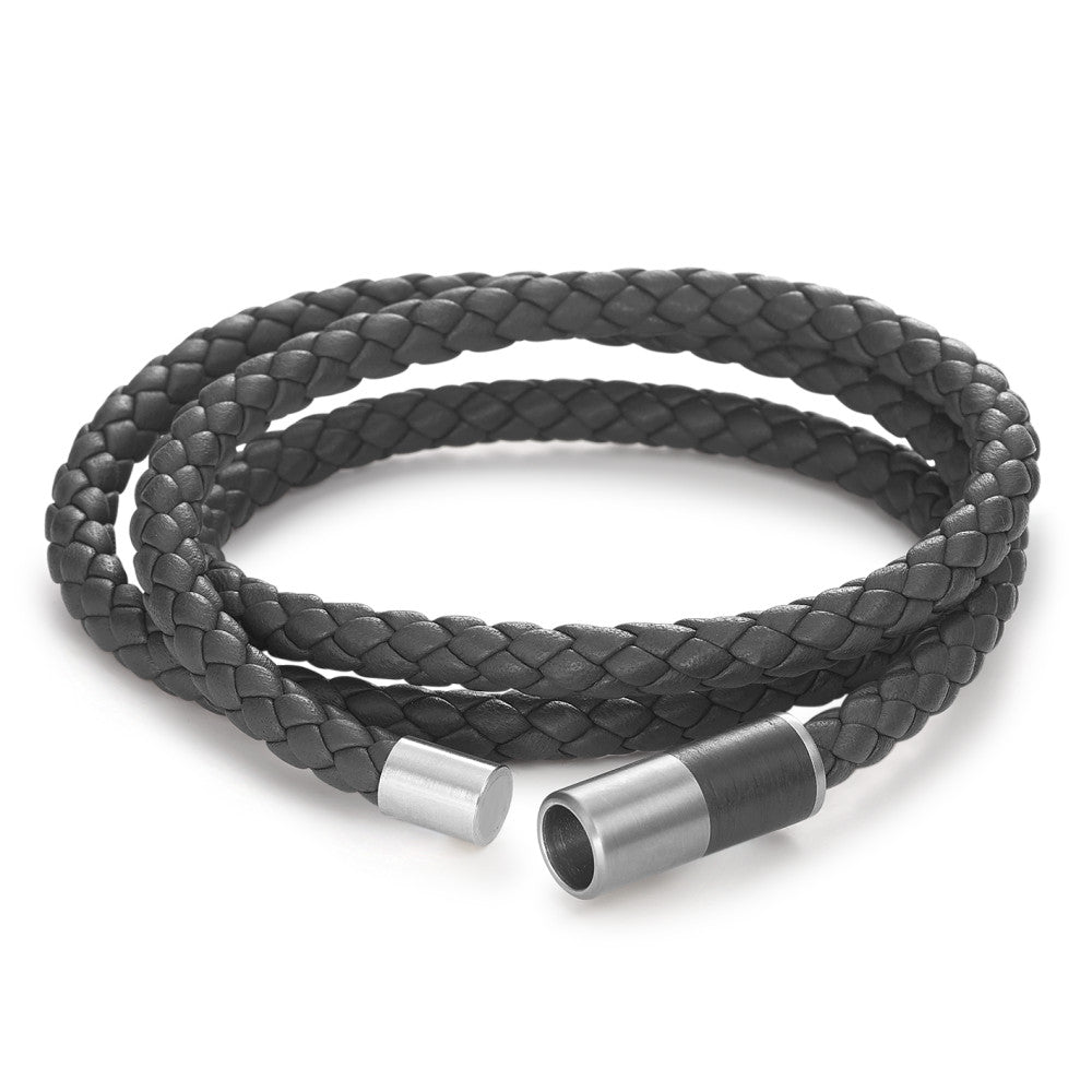 Armband Leder, Titan, Carbon 23 cm Ø6 mm, Made in Germany