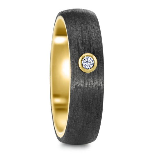 Fingerring Edelstahl, Carbon Zirkonia gelb IP beschichtet