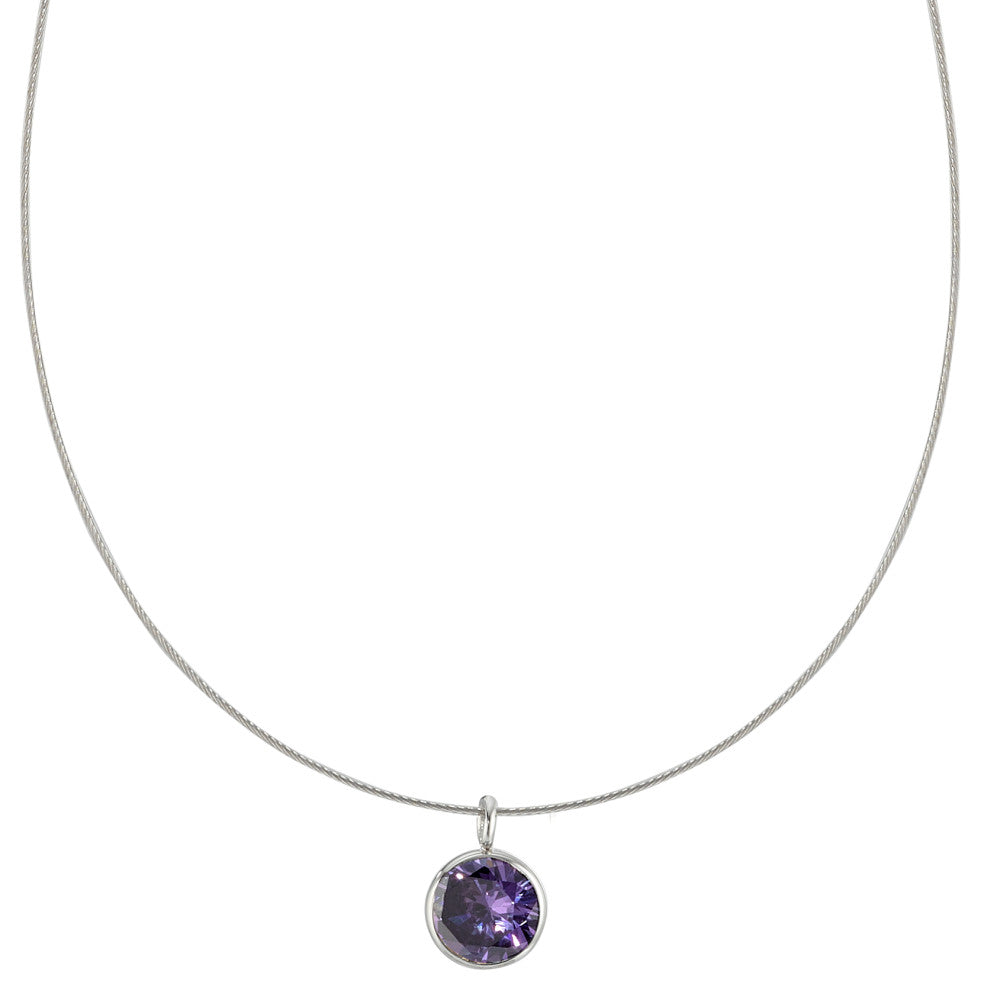Collier Edelstahl Zirkonia violett 42 cm