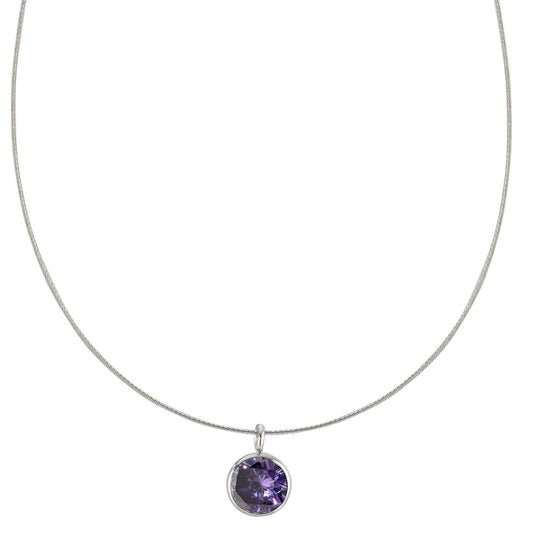 Collier Edelstahl Zirkonia violett 42 cm