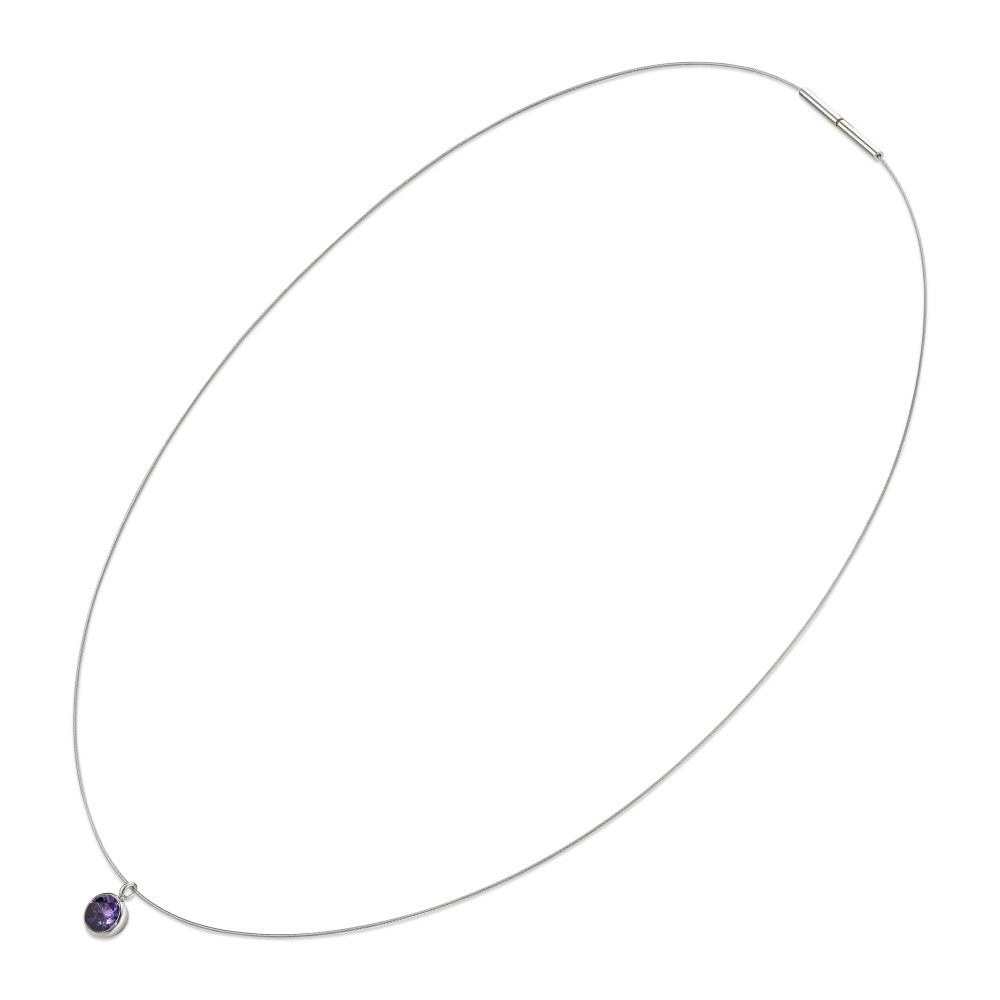 Collier Edelstahl Zirkonia violett 42 cm