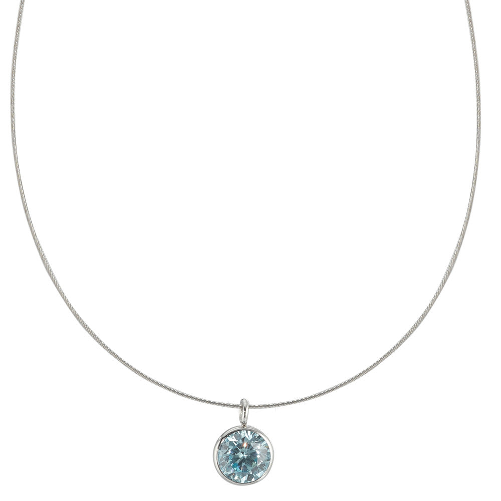 Collier Edelstahl Zirkonia aqua 42 cm