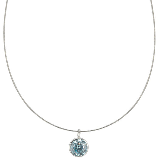 Collier Edelstahl Zirkonia aqua 42 cm