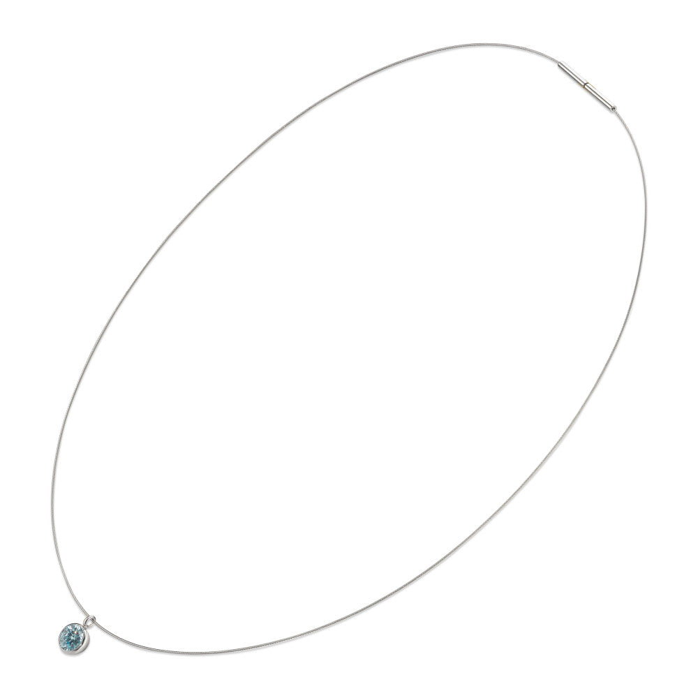 Collier Edelstahl Zirkonia aqua 42 cm