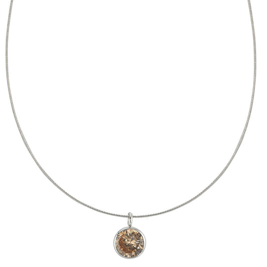 Collier Edelstahl Zirkonia champagner 42 cm