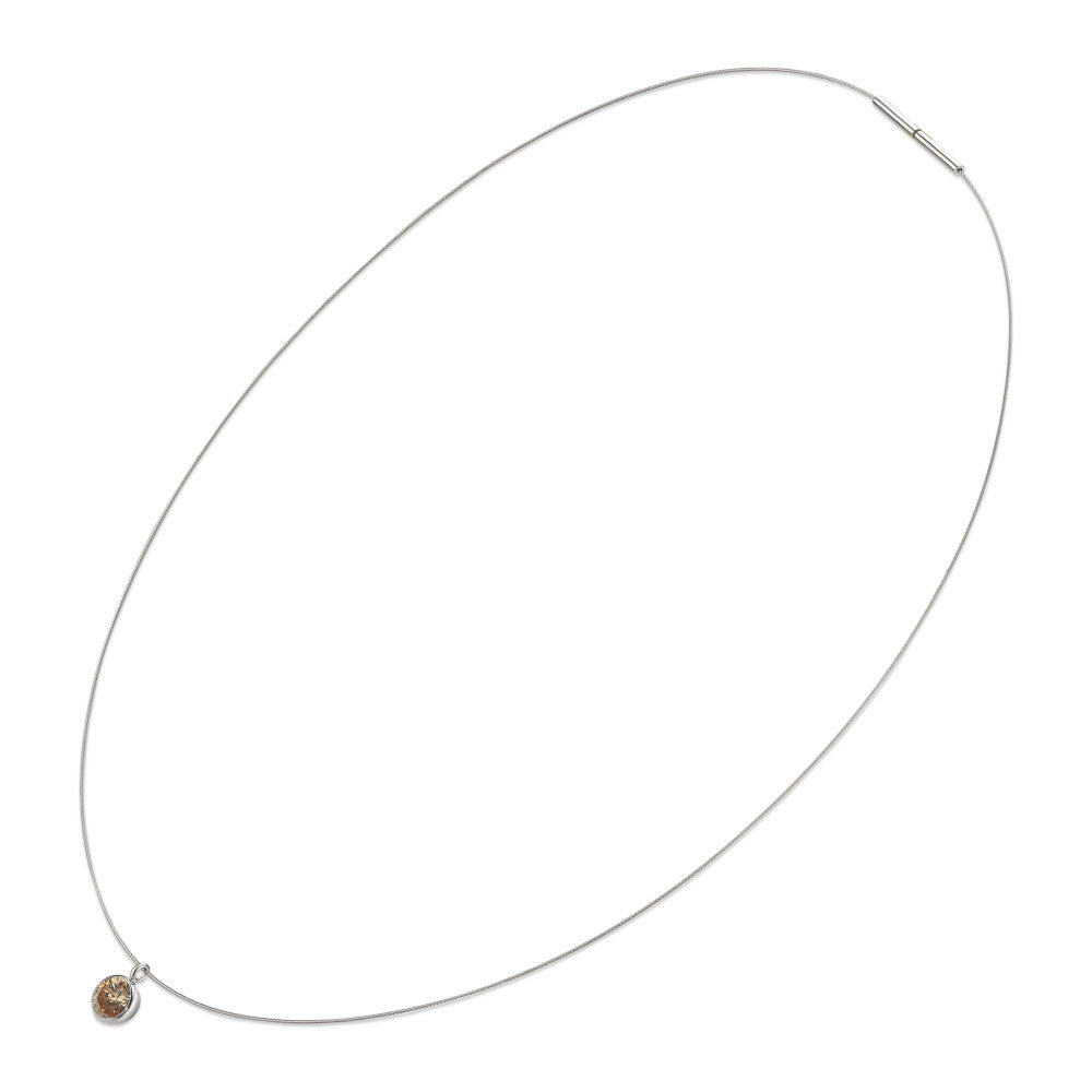 Collier Edelstahl Zirkonia champagner 42 cm