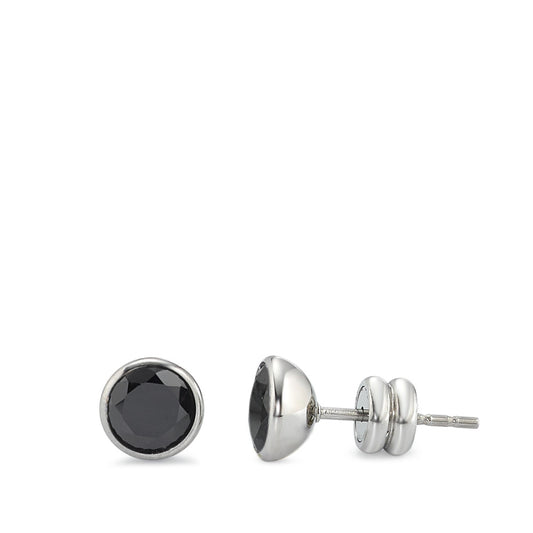 Ohrstecker Edelstahl Zirkonia schwarz, 2 Steine Ø6.5 mm