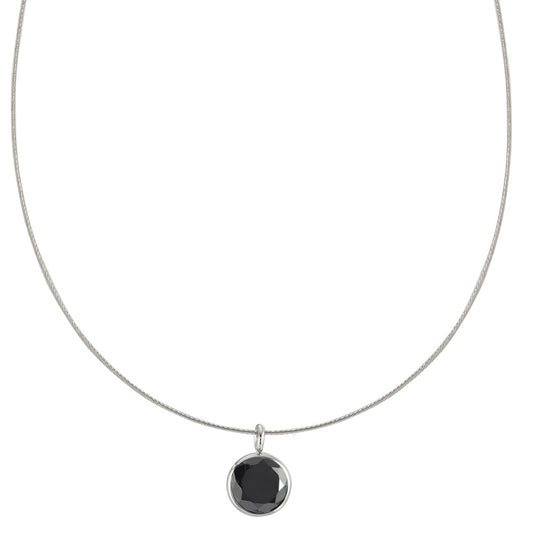 Collier Edelstahl Zirkonia schwarz 42 cm