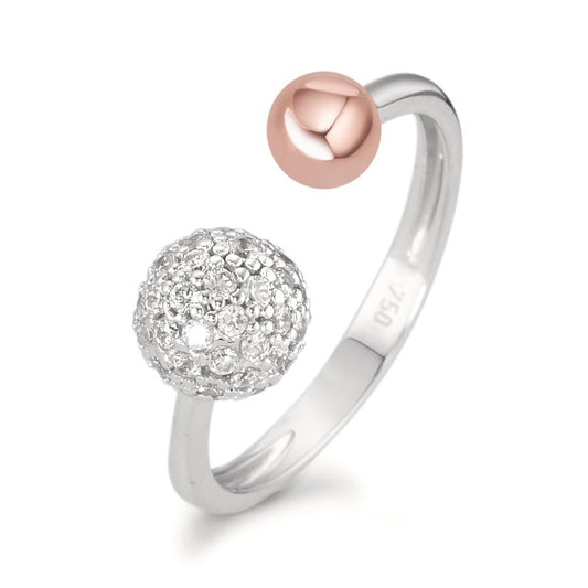 Fingerring 750/18 K Weissgold, 750/18 K Rotgold Zirkonia, Made in Italy