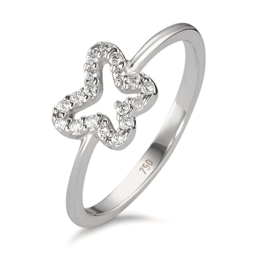 Fingerring 750/18 K Weissgold Zirkonia Schmetterling, Made in Italy