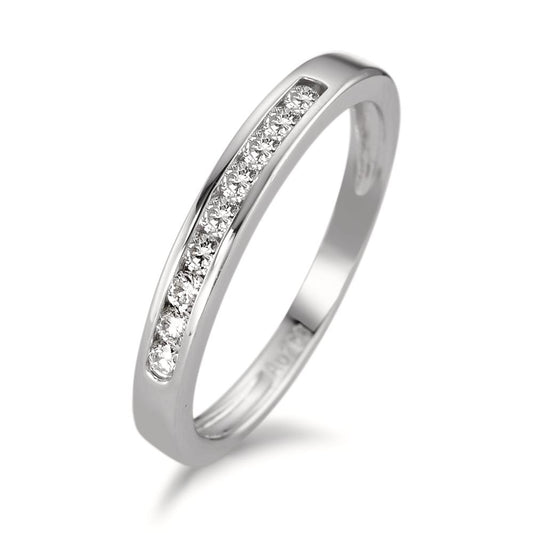 Memory Ring 750/18 K Weissgold Diamant 0.18 ct, 9 Steine, w-si, Made in Italy