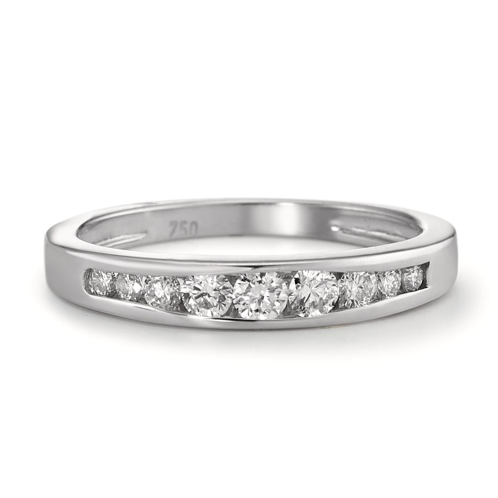 Memory Ring 750/18 K Weissgold Diamant 0.18 ct, 9 Steine, w-si, Made in Italy