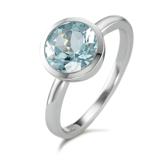 Fingerring 750/18 K Weissgold Topas blau Ø9 mm